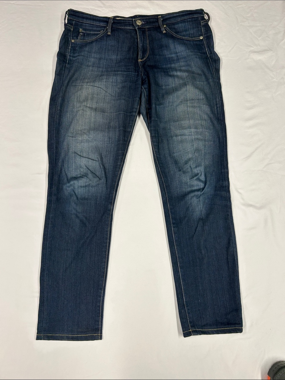 Ag Adriano Goldschmied Women's Cigarette "The Stilt" Leg Dark Blue Jeans